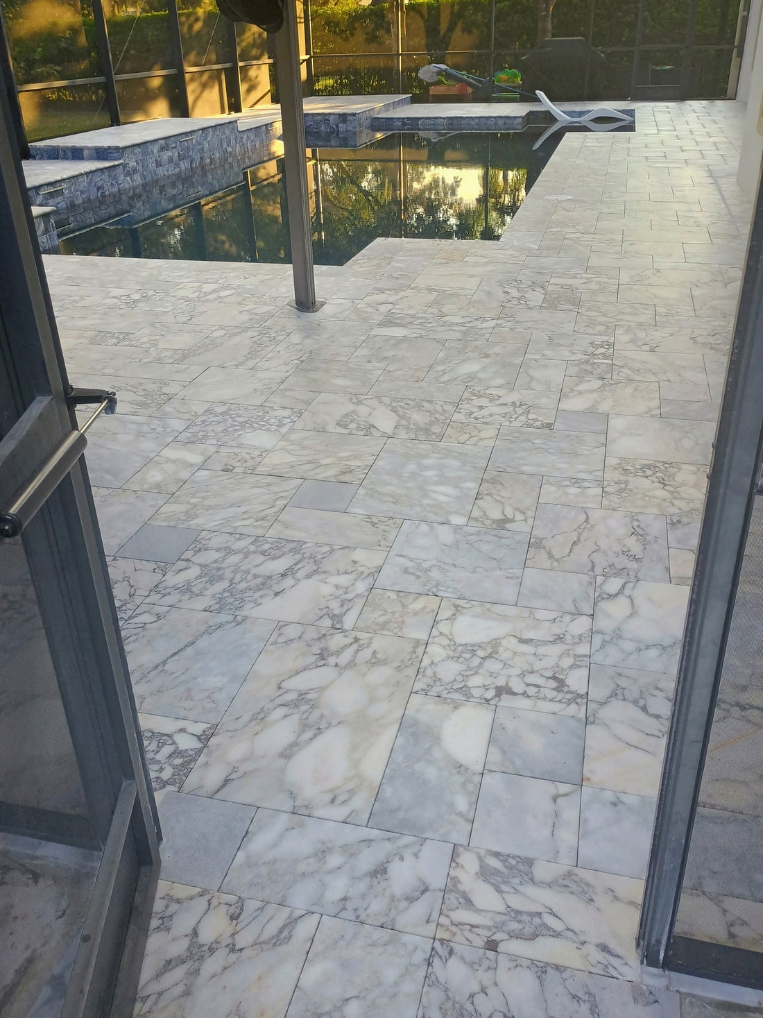 Sandblasted marble with Stone Show Nano Enhancer